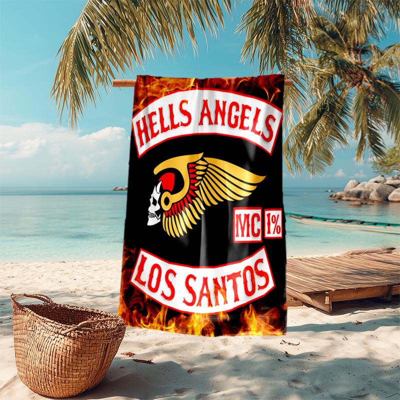 Gang Motorcycle enthusiasts Hells Angels Motorcycle Club beach towel outdoor camping vacation swimming beach towel outdoor absorbent bath towel Y8