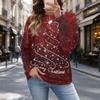 Women's Casual Polka Dot Christmas Print Top for Fall and Winter, Versatile Blouse