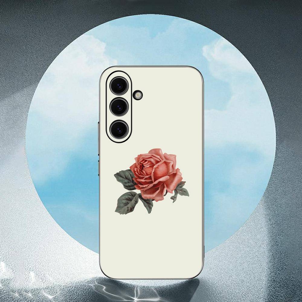Clear Simple Flower For Samsung Galaxy S25 S24 S23 Ultra S22 S21 Plus S20 Black Soft Silicone Protective Case SamsungS25ULTRA
