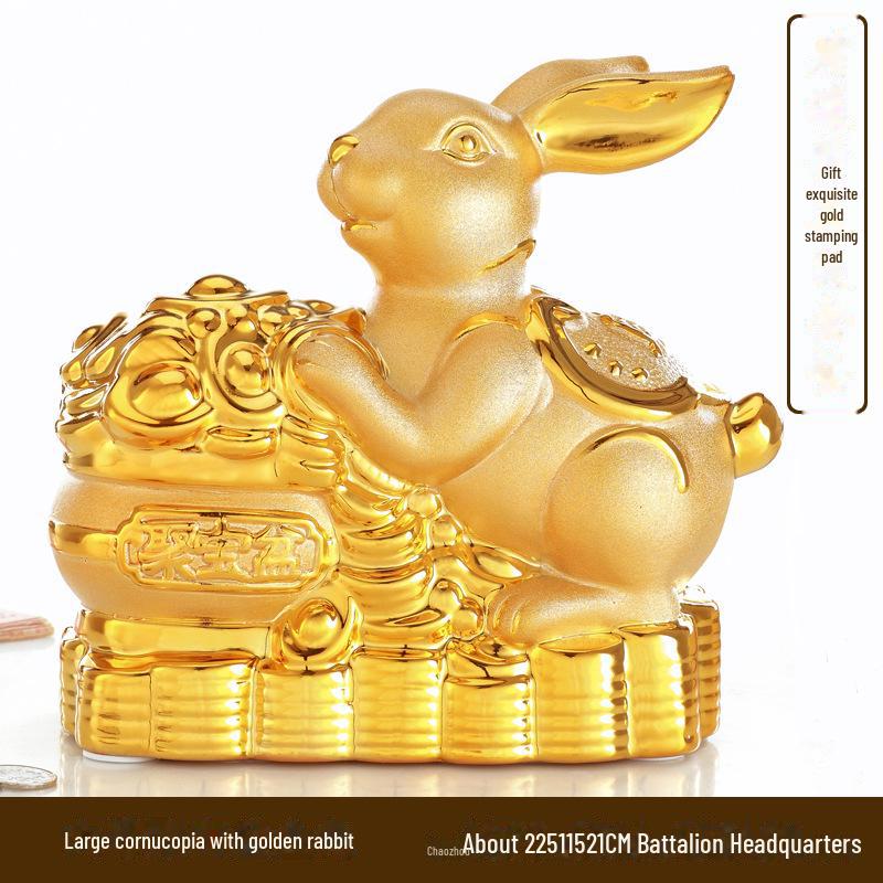Glücksbringer-Sparschwein aus Keramik, goldenes Kaninchen, kreatives Geschenk und Heimdekoration