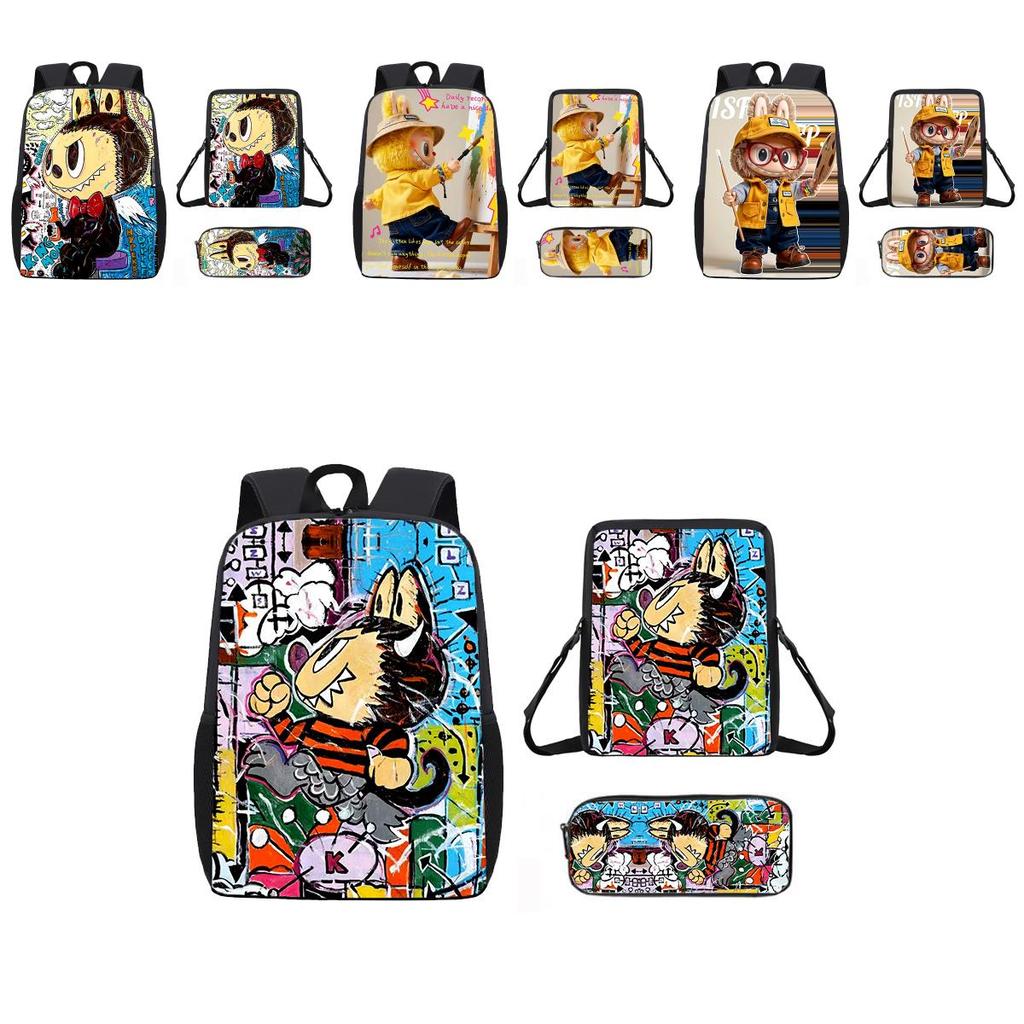 Labubu Cartoon Kids Backpack With Breathable Oxford Fabric For Elementary School Students