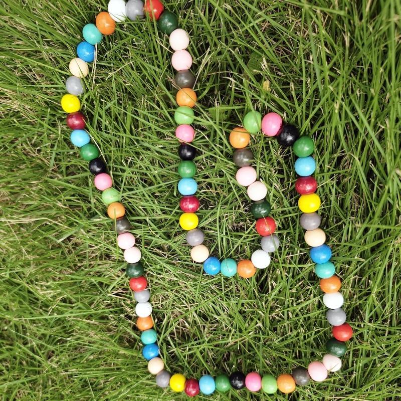100pcs 8mm Colored Natual Wooden Beads for Craft Round Painted Wood Spacer Loose Beads for Home Party Festival Decoration