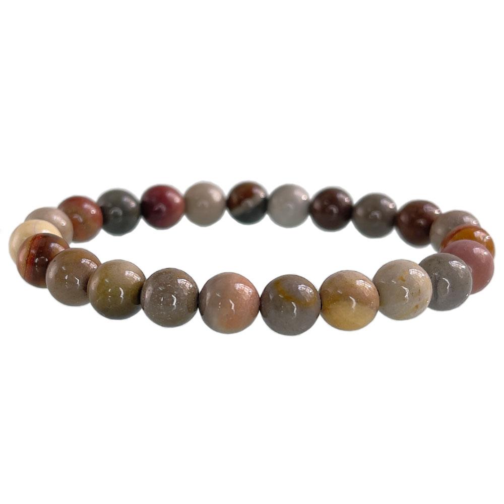 Natural Stone Beaded Bracelet 6-10mm Stretch Yoga Jewelry - Tiger Eye Turquoise Agate Jasper Healing Bangles for Women Men