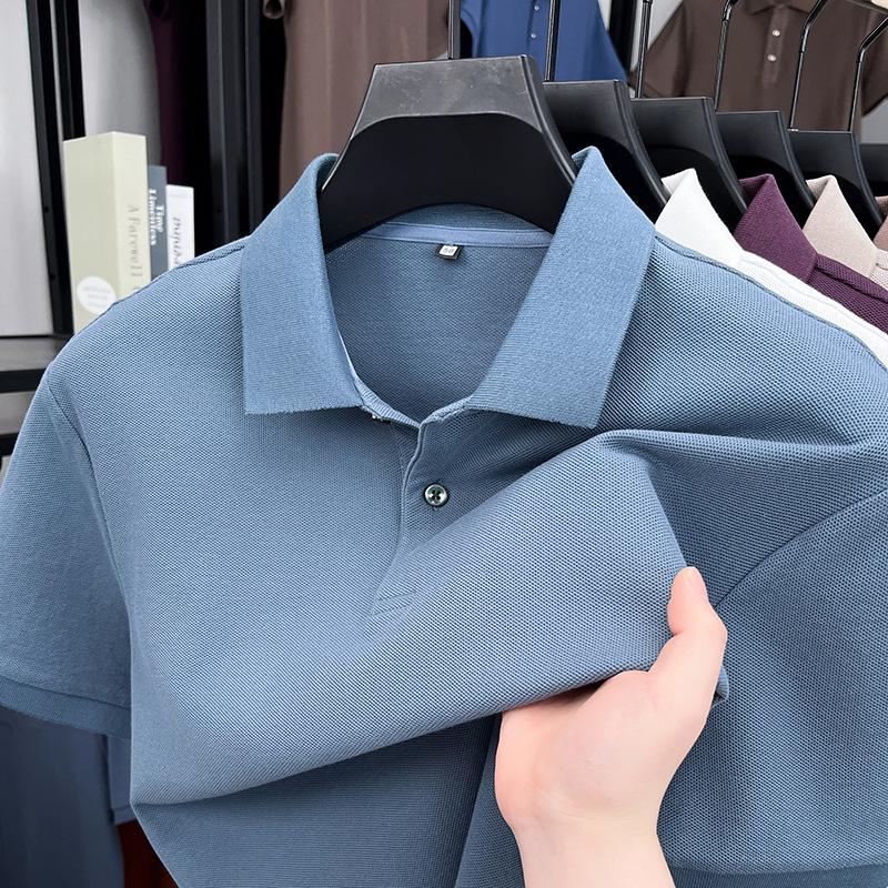 

Чоловіча літня повсякденна футболка поло зі 100% чистої бавовни з відкладним коміром M - 100-120 lbs синій