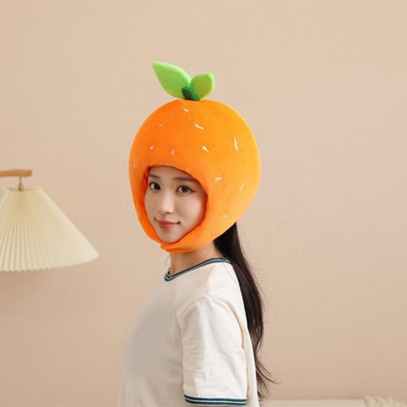 Ny Rolig Satsumas-Huvudbonad Plysch Satsumas-Hatt Tecknad Frukt-Huvudbonad Hatt Fotorekvisita för Kvinnor Män Gåvor