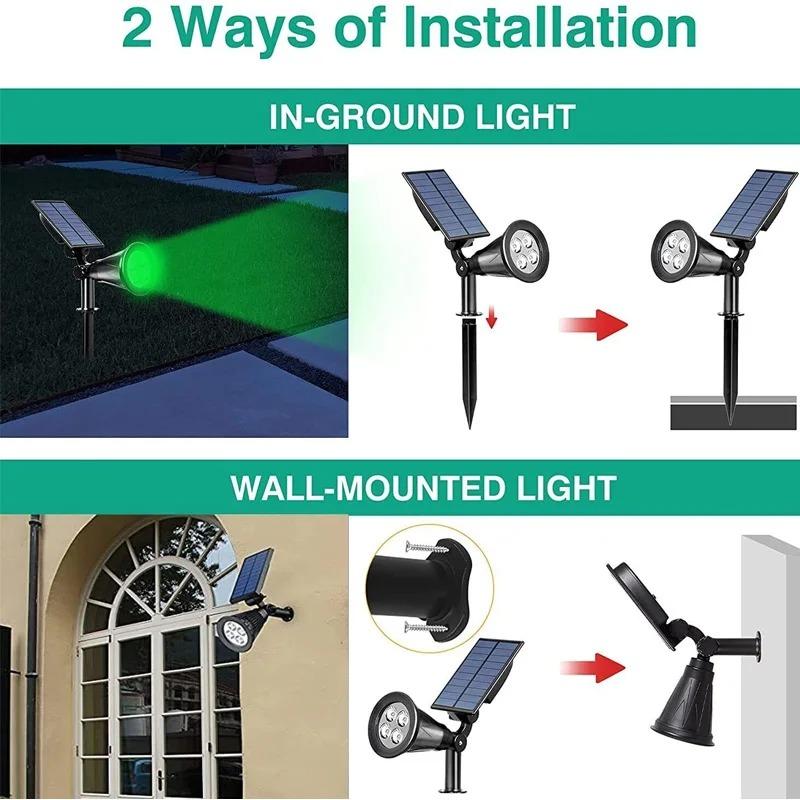 7 LED Außen Solarstrahler Helligkeit Einstellbar Wasserdichter Spotstrahler für Außen Garten Hinterhof Einfahrt Deko Beleuchtung