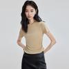 Acetic acid casual slim fit short sleeved T-shirt for women's summer design sense, niche thin style, age reducing versatile round neck top