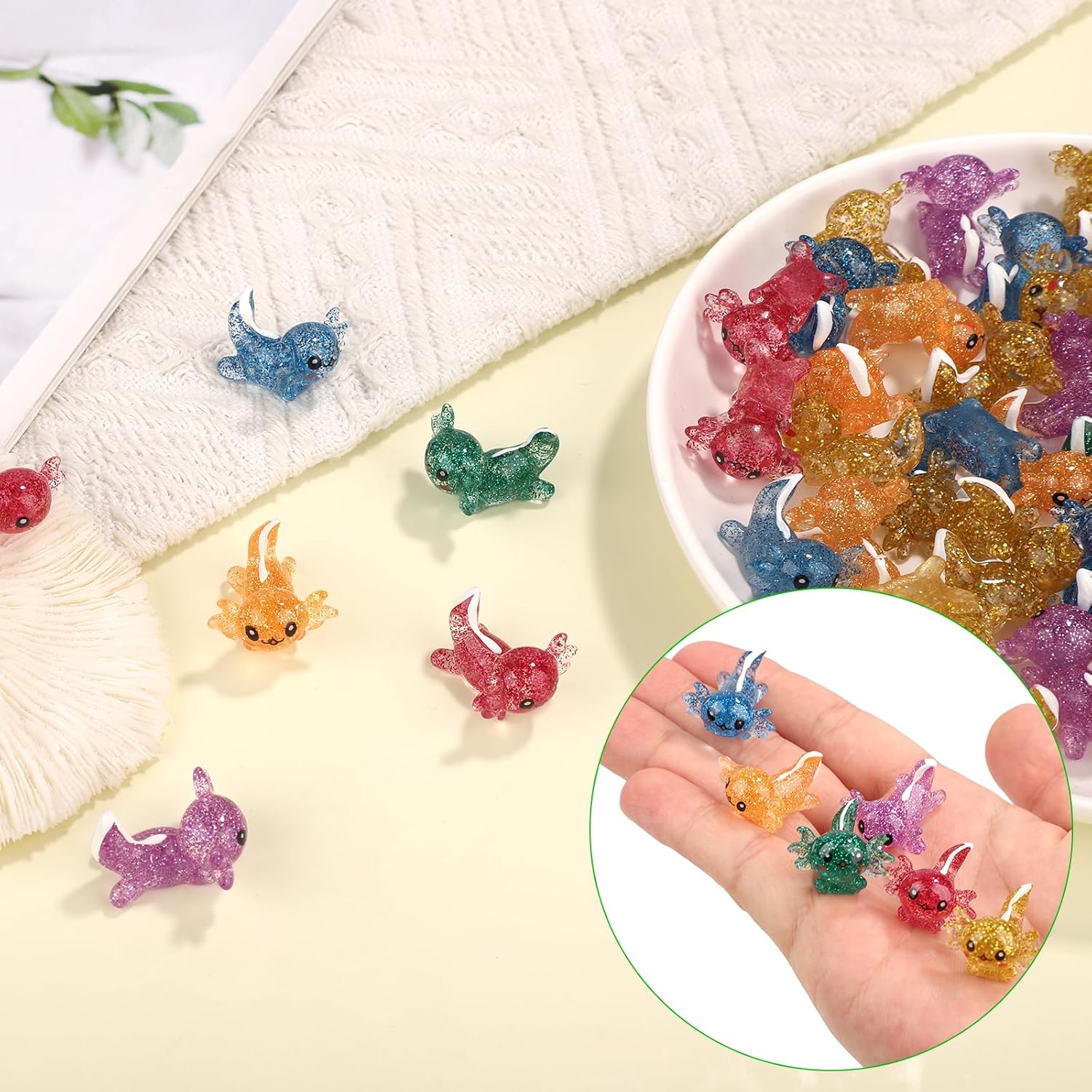 

10/20pcs Mini Axolotl Random Hue Miniature Glitter Tiny Animal Figures Ornament ideal for DO-IT-YOURSELF Potted Plant Decor W12101WW-