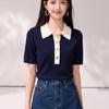La Chapelle Women's Summer Lapel Knit Polo Top