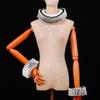 Renaissances Black Edging Ruffled Neck False Collar Victorian Clown Choker Scarf and Wrist Cuffs Set for Cosplay Costume