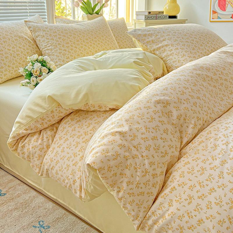 HOMZY Washed Cotton Double Yarn Single Quilt Cover Simple Wind Ins Wind Small Floral Korean Version Duvet Skin Friendly Bedding