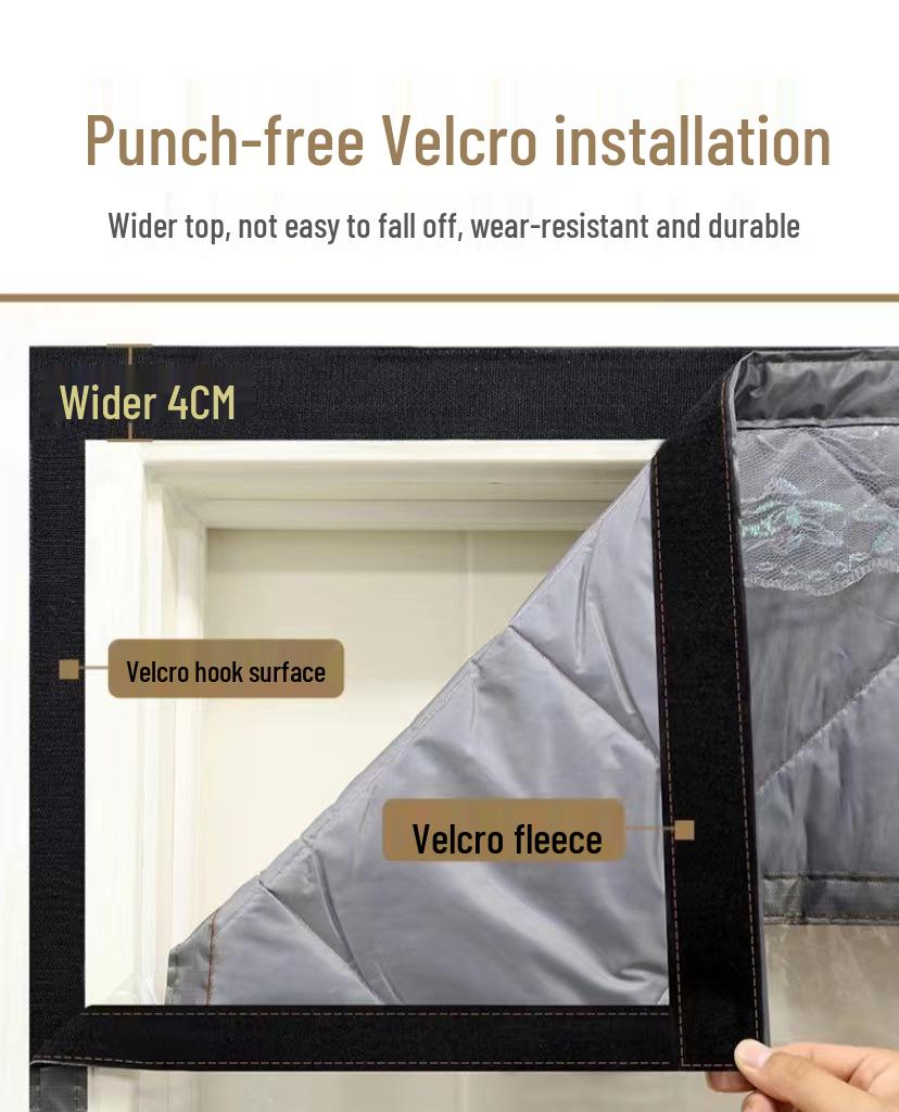 Cortină de ușă groasă de iarnă din bumbac: Izolat, Rezistent la vânt, Fonoizolat și Rezistent la frig pentru dormitor
