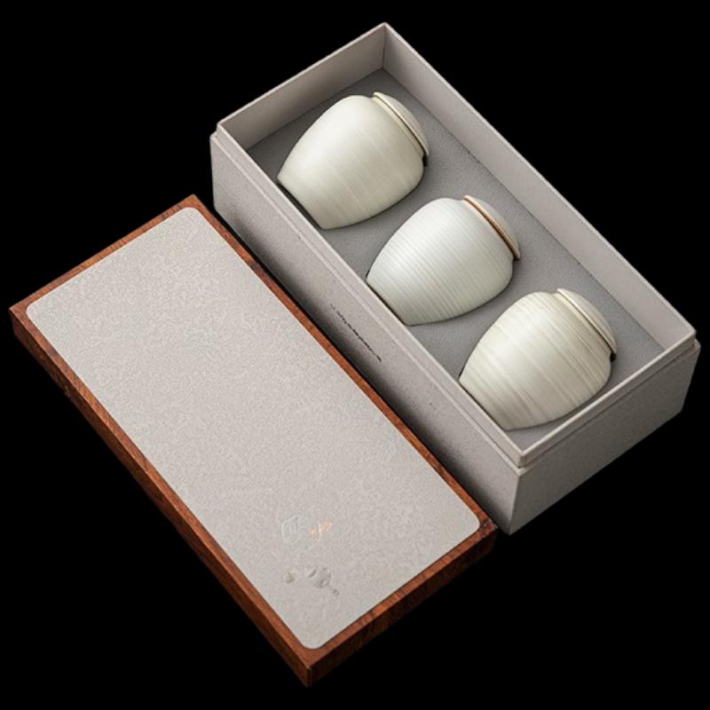 

Shangqi Ruyi Ceramic Tea Caddy Gift Set (3-Pack, Vintage White)