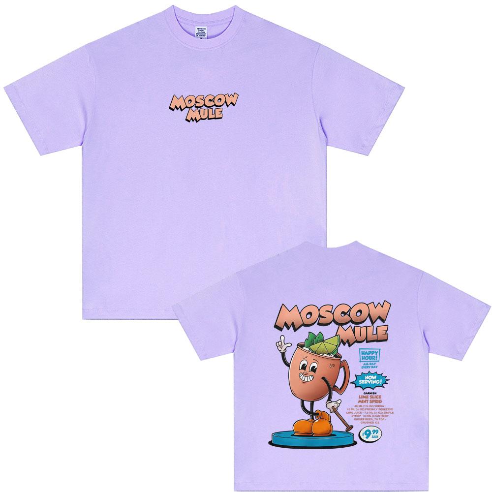 Moscow Mule Cocktail Lover Funny Meme T-shirt Men Women Clothing Casual Oversized Short Sleeve Tees Men's Cotton Vintage T Shirt