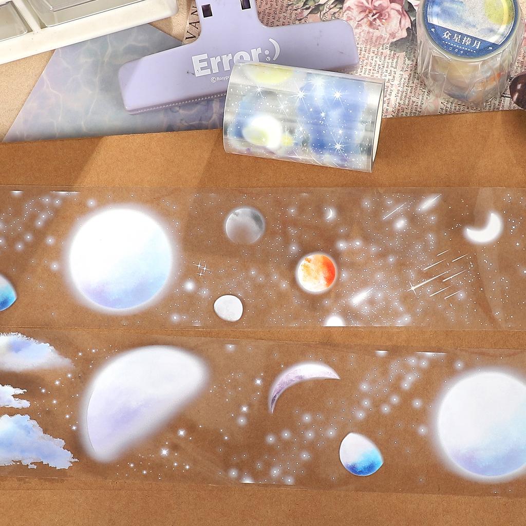 60mm*5m Vintage Moon Star Cloud Landscape PET Tape Creative DIY Journal Material Collage Scrapbooking Stationery