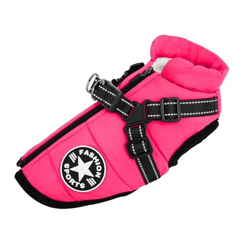 Warm Winter Dog Coat With Harness Small Medium Large Breeds Thick Cotton Pet Jacket All-Season