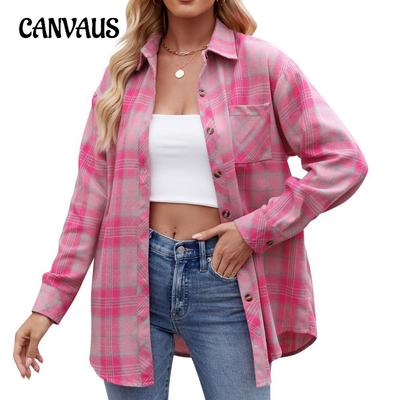 Camisa holgada a cuadros de las Spice Girls para mujer, de moda informal para primavera y otoño