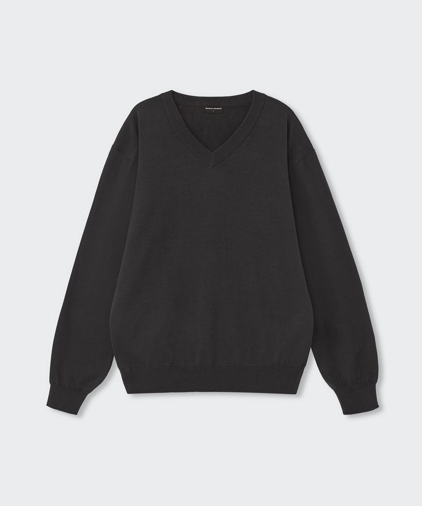 MUSINSA STANDARD Washable Supima Cotton V-Neck Knit [Dark Gray]