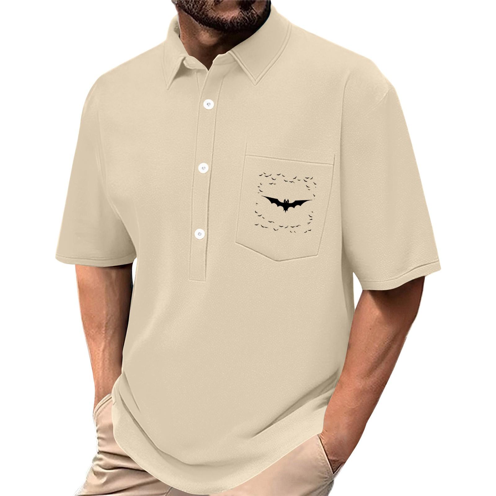 

Мужская летняя однотонная рубашка с принтом, эластичная в четырех направлениях, с лацканами, на пуговицах, с карманом, повседневный спортивный топ с короткими рукавами XL хаки