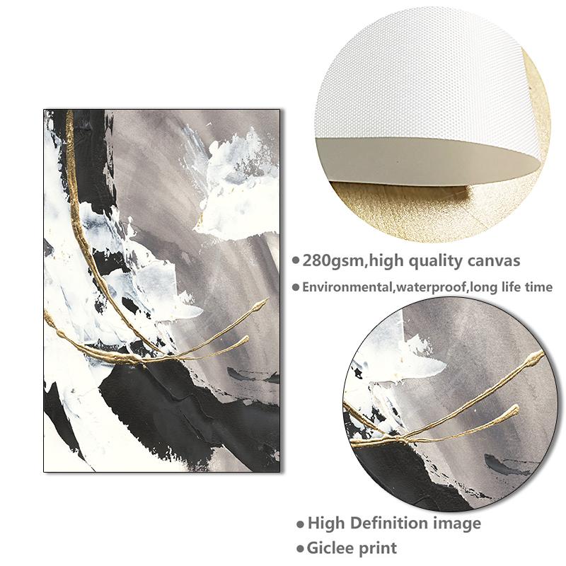Modern Golden Grey Canvas Painting Decoration Poster Print For Living Room Bedroom Office Abstract Picture Wall Art Home Decor