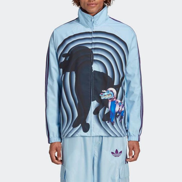Adidas Originals Kerwin Frost Collab Space Dog Print Zip-up Athletic Jacket Men Outerwear Pink Blue H59928