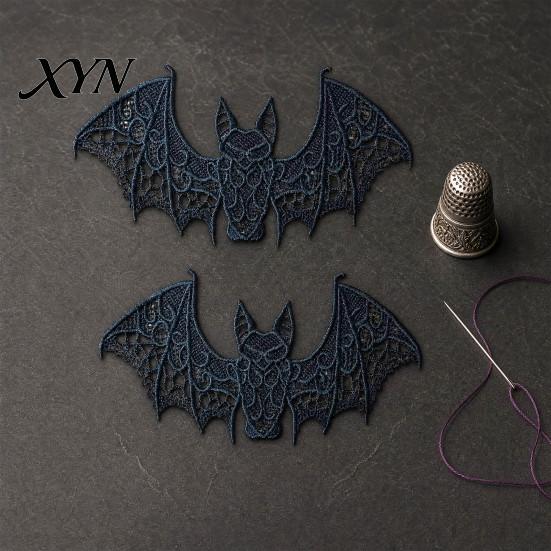 Stilvolle Aufnäher Dekorationen 2 Stück Halloween Fledermaus Bestickter Aufnäher, Spitze Gotisches Flügel Design DIY Kleidung Aufnäher Abzeichen, für Rucksäcke Jeans Jacken