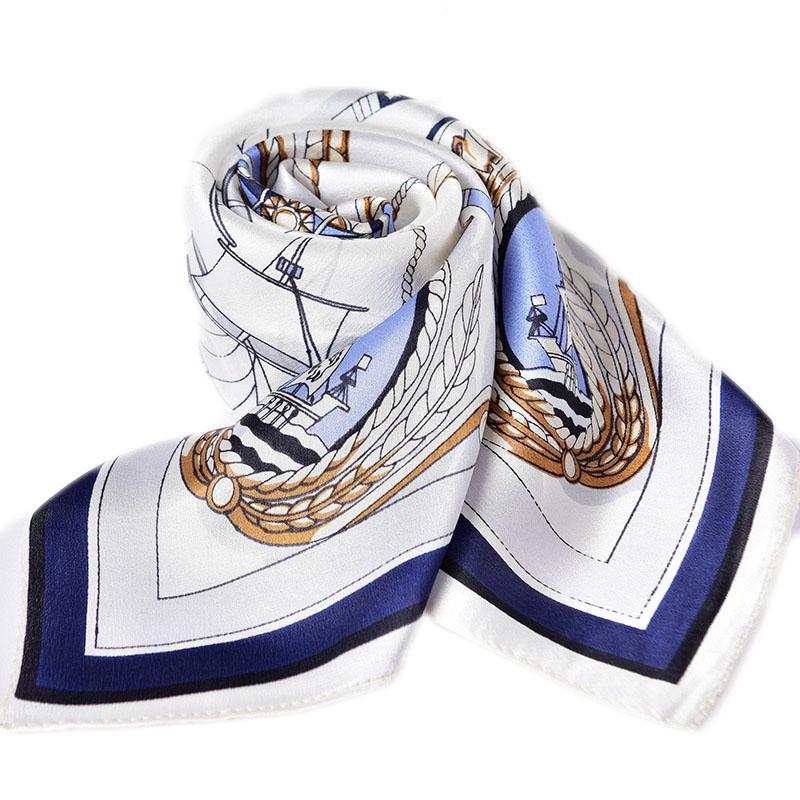 100% Natural Silk Square Scarf Women Flower Print Small Real Silk Bandana Hair Scarf Luxury Neckscarf Pure Silk Head Scarf