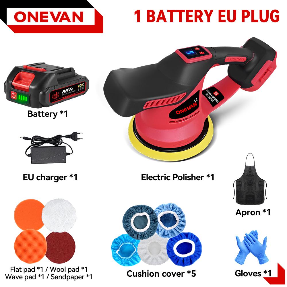 8500RPM Electric Polisher 6Gears Cordless Car Polisher Auto Electric Waxing Sanding Power Tool For 18v Battery Pin