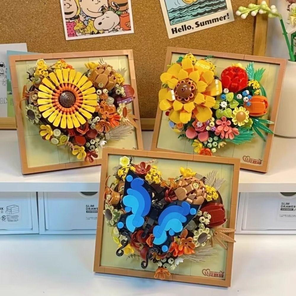 

Home Decor Flowers Building Blocks DIY 3D Picture Frame New Desktop Decoration Die 765pcs
