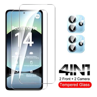 [2+2] 4 v 1 priehľadná HD ochrana obrazovky tvrdené sklo + fólia na šošovky pre Redmi Note 14 5G 4G fólia na šošovky fotoaparátu Redmi Note14 Krycie puzdro