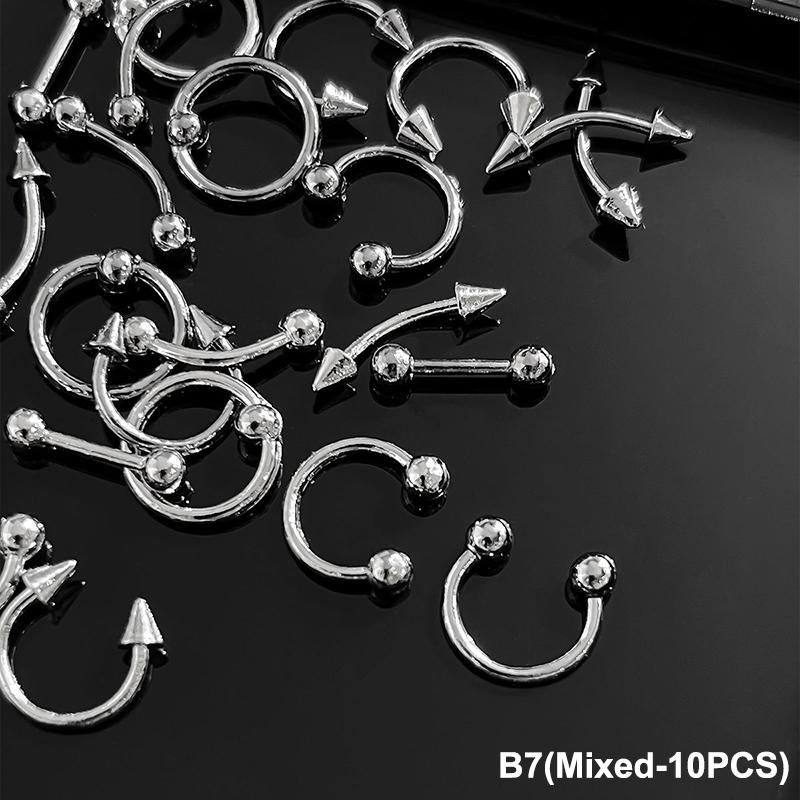 10 PCS Mixed Alloy Retro Circle Nails Art Charms 3D Punk Style Black Silver Nail Parts Nail Decoration Manicure Accessoires