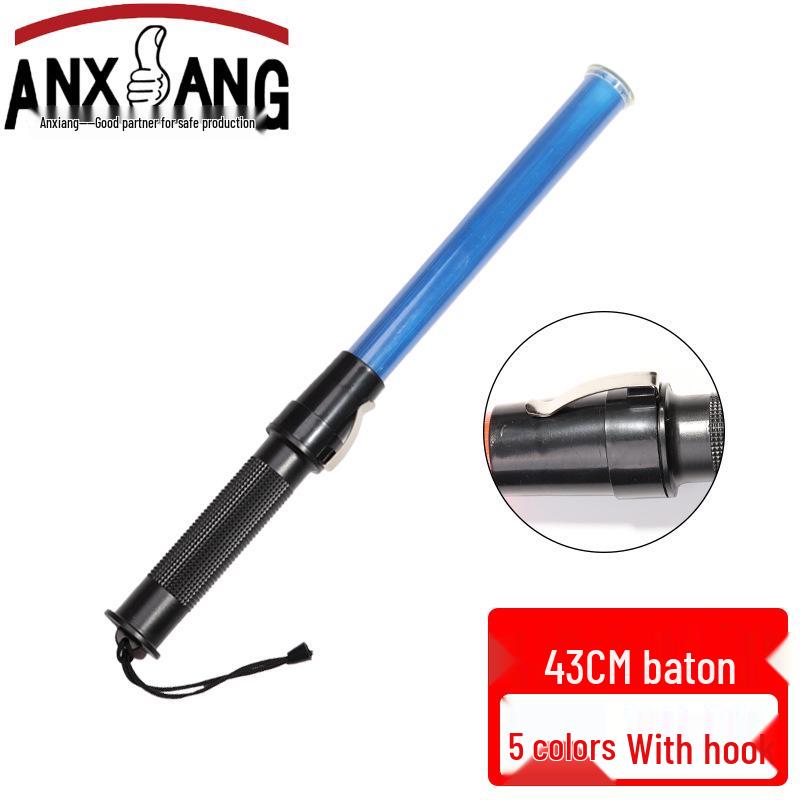 43CM LED Traffic Baton with Hook & Lanyard - Red/Blue Flashing Emergency Warning Light