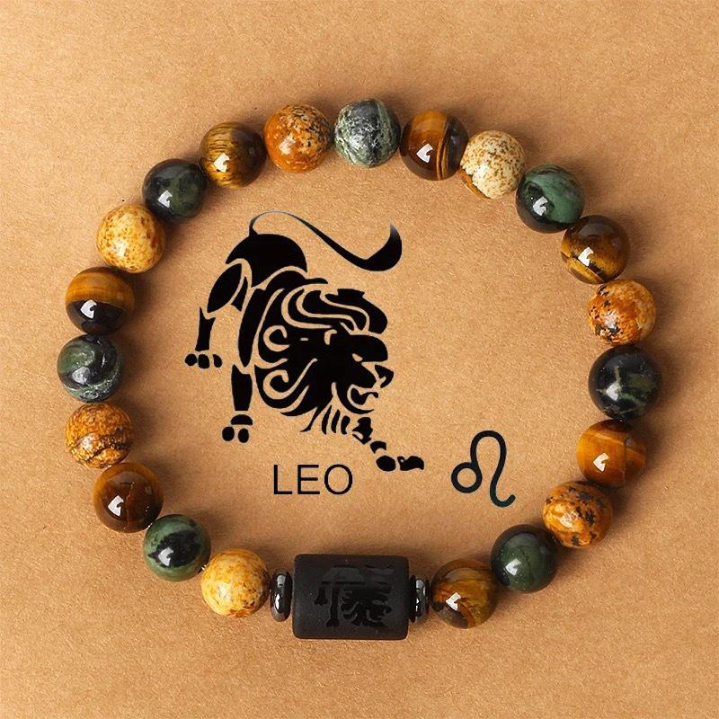 Tiger Eye & Picture Stone Handmade Zodiac Bracelet Set (8mm Beads)