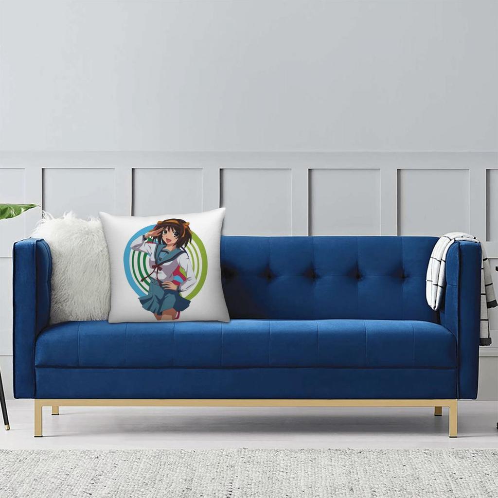 The Melancholy Of Haruhi Suzumiya Anime Square Pillowcase Pillow Cover Cushion Throw Pillow for Home Sofa Living Room