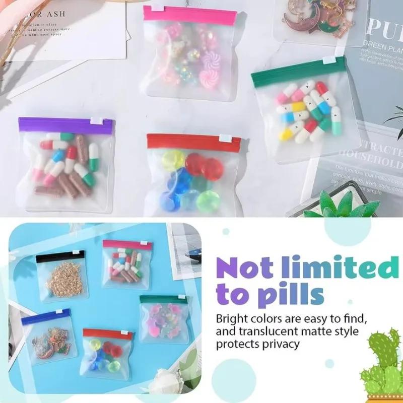 Zipper Type Medicine Storage Bag Waterproof Oil-proof Reusable Pill Bags Medicine Organizer 5Colors Eva Self Sealing Pill Bag