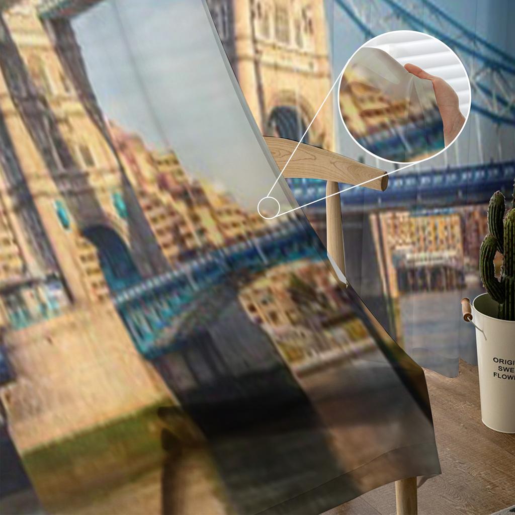 Tower Bridge din Londra Perdele de lux din șifon transparent pentru sufragerie Decorare dormitor Voile ferestre Perdele din tul