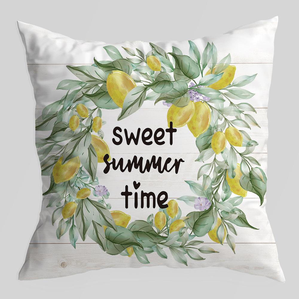 New Lemon Series Pillowcase, Plant Truck, Peach Skin Velvet Printed Pillow, Office Lumbar Cushion Cover