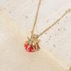 Trendy Octopus Red Bead Choker, Golden Tone Adjustable Chain, Fashion Cute Animal Pendant Necklace for Daily Wear