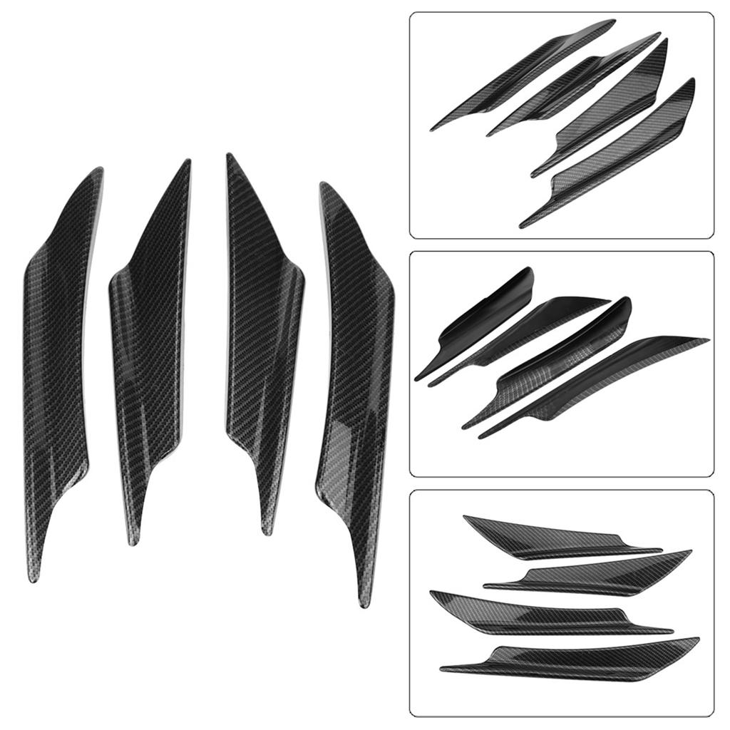 4pcs Car Front Bumper Deflector Lip Splitter Fins Canards Body Spoiler Carbon Fiber