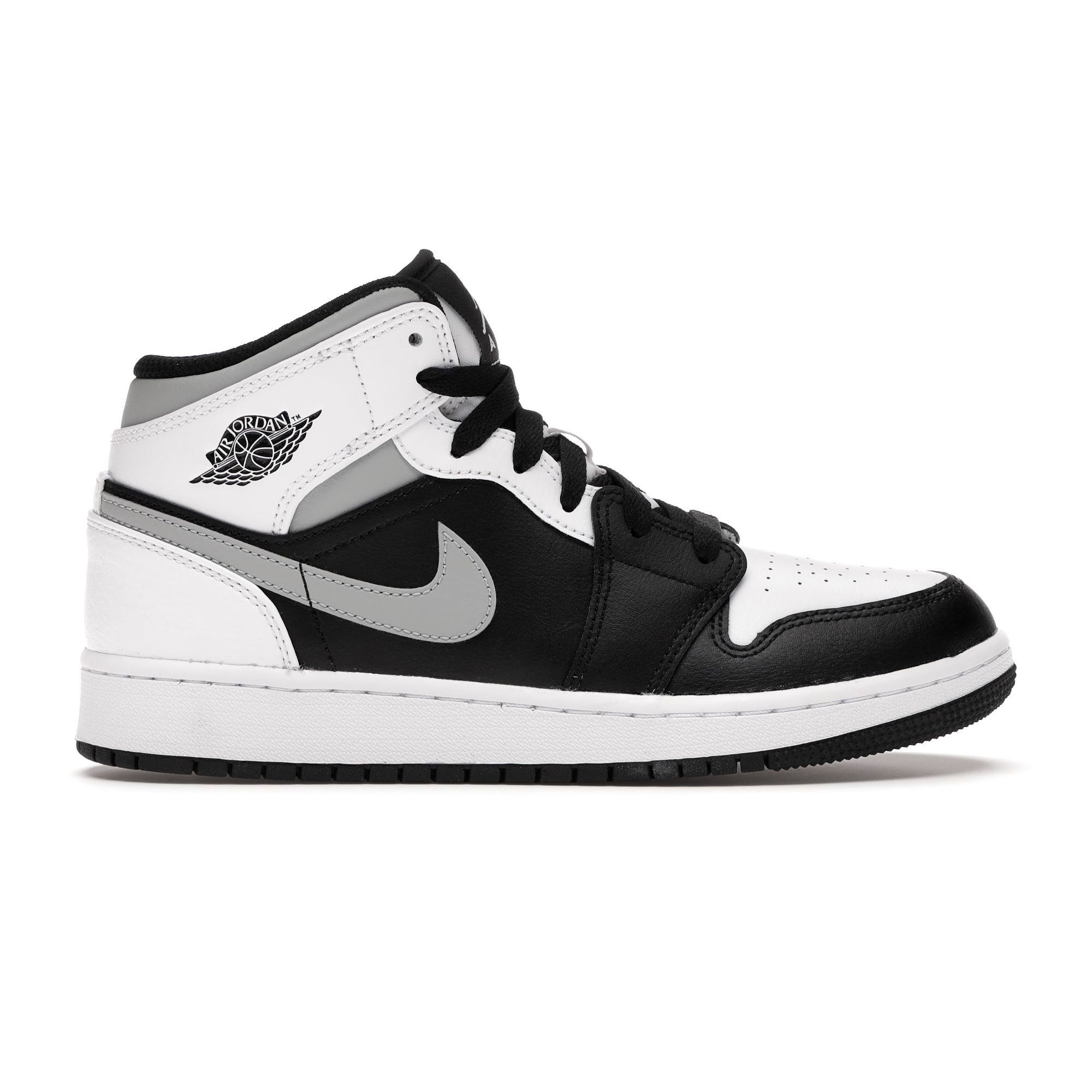

Кроссовки Air Jordan 1 Mid GS White Shadow Kids Черные Светло-Дымчато-Серые 554725-073