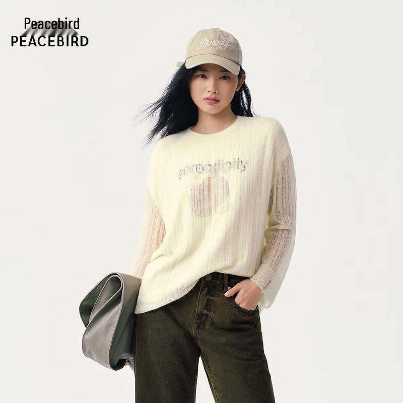 PEACEBIRD Women s Mohair Blend Faux Two-Piece Knit Sweater L