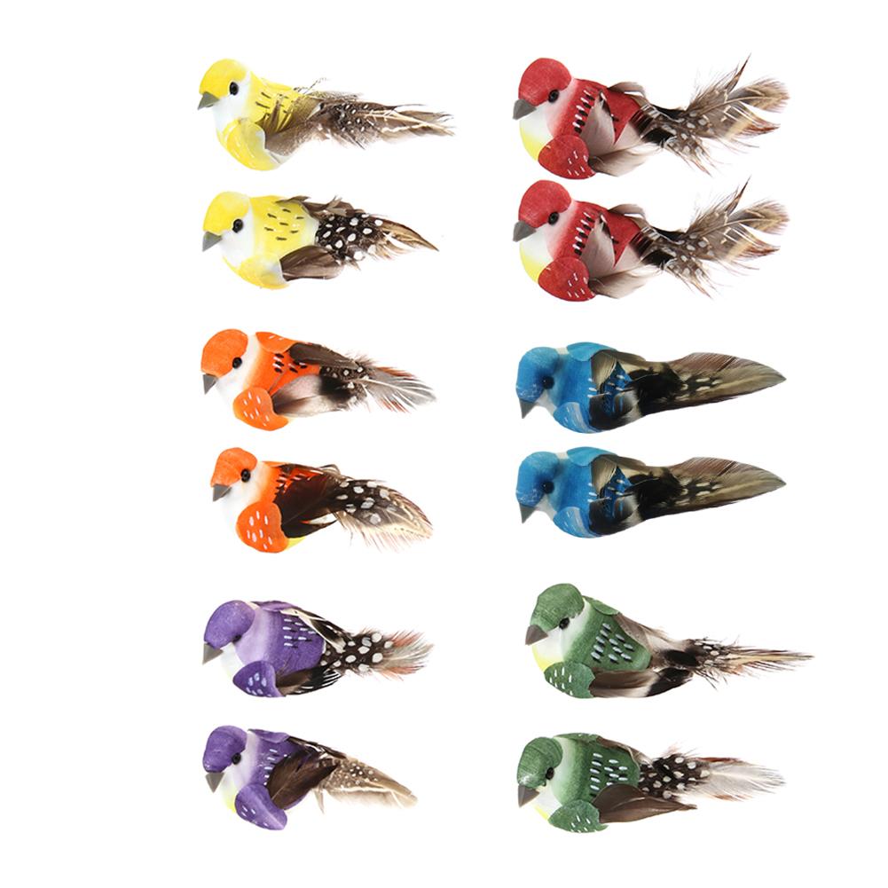 

12pcs/Set Simulation Artificial Foam Feather Birds Models Garden Miniature CA