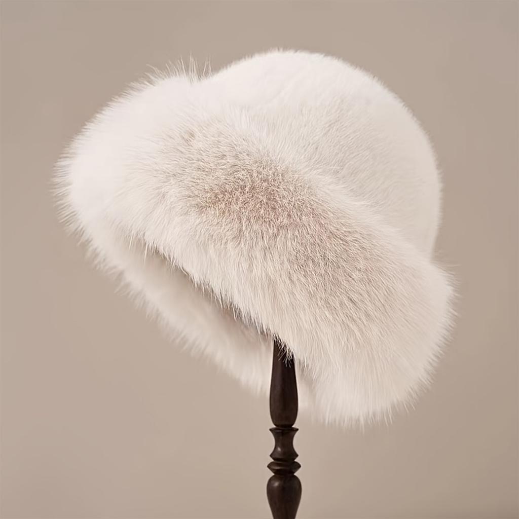 Thicken Plush Warm Fur Hat Fluffy Beanie Warm Thick Hat Mongolian Caps for Casual Trips Sports Skiing