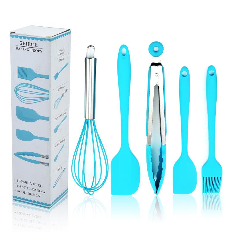 5-Piece Silicone Kitchenware Set: Cream Spatula, Oil Brush, Whisk for Baking and Cake Making