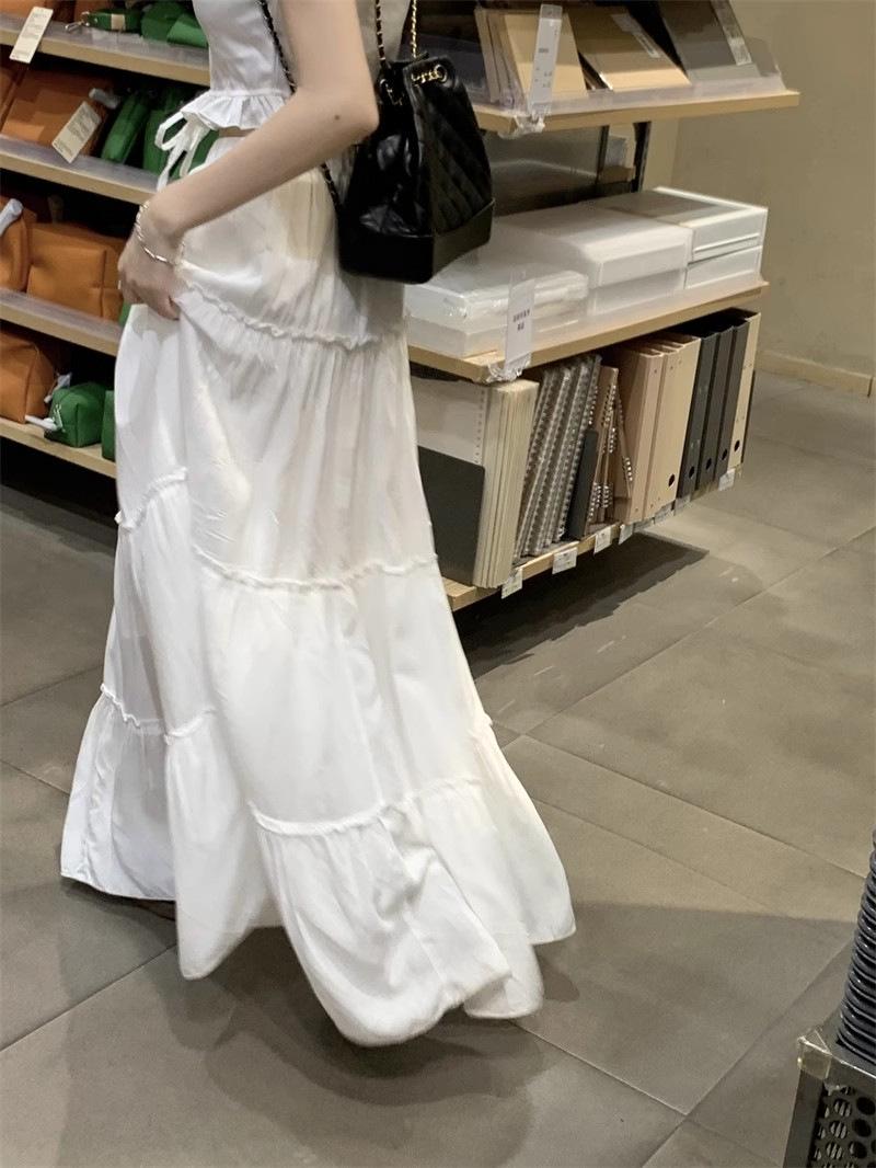 

Женская юбка А-силуэта белого цвета с высокой талией во французском стиле на весну L (Weight: 100-115 lbs)