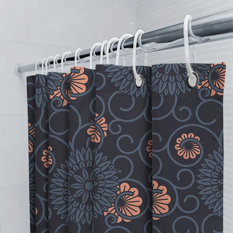 Blumenmuster Duschvorhang Dekor Wasserdicht Badezimmer Stoff Wandbehang Heimdekoration In Verschiedenen Farben Blaues Blumenmuster