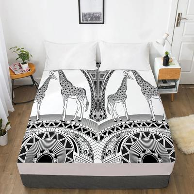 Customize Fitted Sheets Mattress Cover With Elastic Band 3D Bedsheet Linens 150x200 90x200 Bed Sheet Bedding Bohemia Giraffe