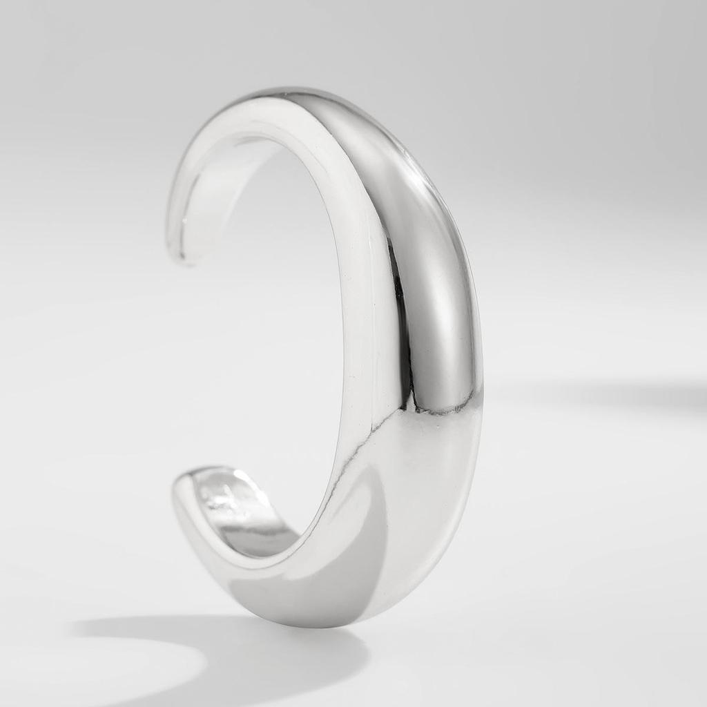 Fashion Irregular Cuff Polished Pleated Bracelet Set Light Luxury Style Commuter Party Forwoman
