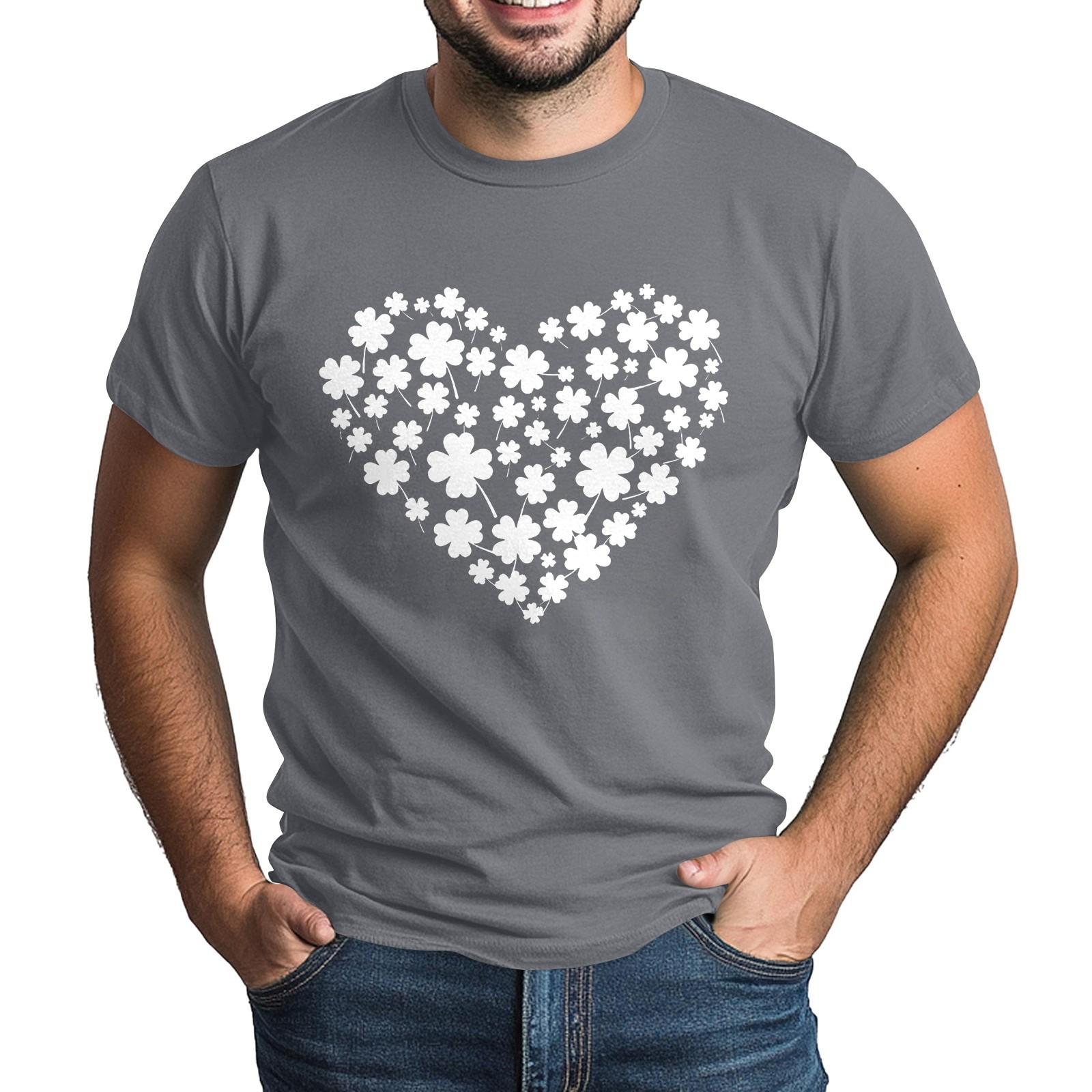 

улица. Футболка Patrick s Adult Green с круглым вырезом и короткими рукавами, с принтом в виде трех листьев зеленого цвета M бежевый