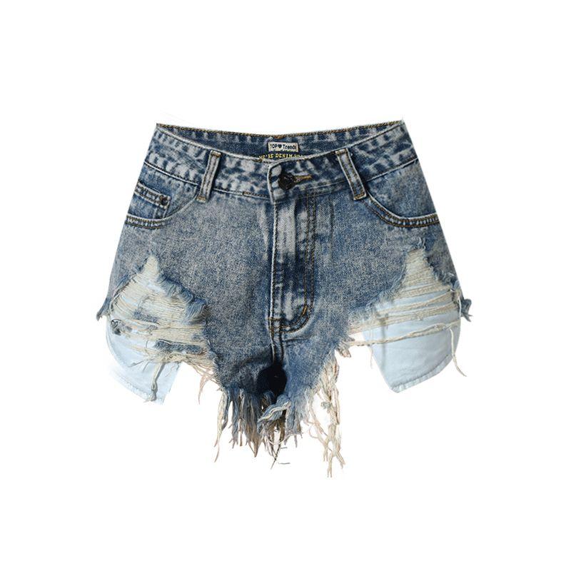 

Fashion Ins New Arrival Fashion Silm High Waist Worn Asymmetrical Leaky Pocket Tassel Snowflake Nostalgic Denim Shorts Snowflake Blue 42 = domestic 2XL/foreign XL